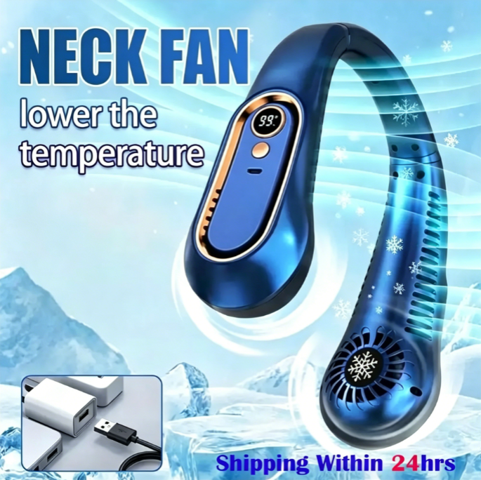 360° Airflow Portable Neck Fan – USB Rechargeable Hands-Free Cooling Wearable Quiet Fan for Travel, Office & Summer Outdoor Use 2026