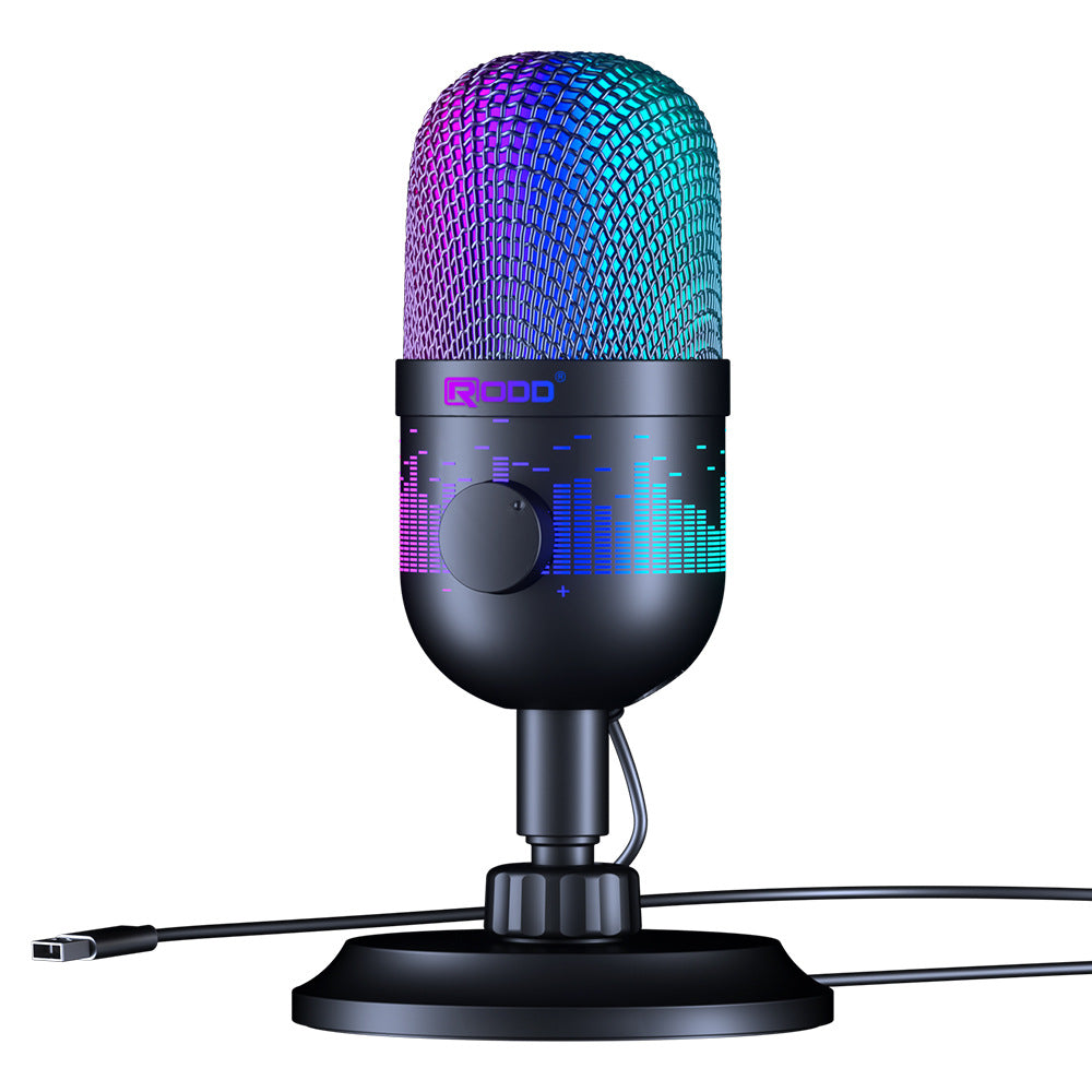 USB Gaming Microphone – Plug & Play, RGB Light, One-Click Mute, Noise Reduction, Volume Gain, Compatible with PC, Mac, PS4/PS5, Ideal for Podcast, Streaming & Recording