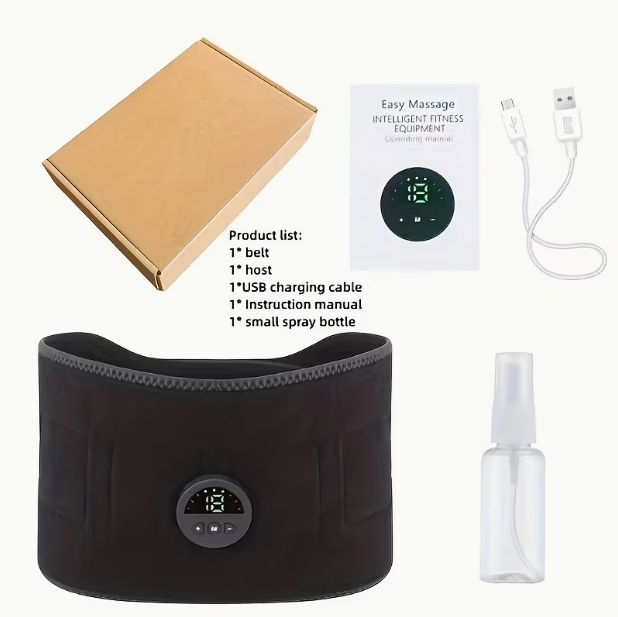 FDA-Cleared EMS Muscle Stimulation Belt – 6 Electrode Pads, 6 Modes, 20 Intensity Levels, Abdominal & Waist Trainer, with Moisturizing Spray, for Home & Gym