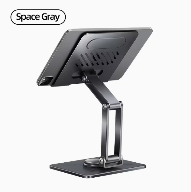 All-Metal Desktop Rotating Tablet & Phone Stand – Adjustable, Foldable, Universal, Compatible with iPad