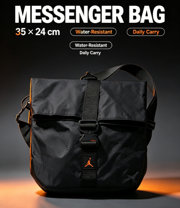 Air Jordan Jumpman Fold Messenger Bag 35x24cm - Water Resistant Crossbody Shoulder Bag