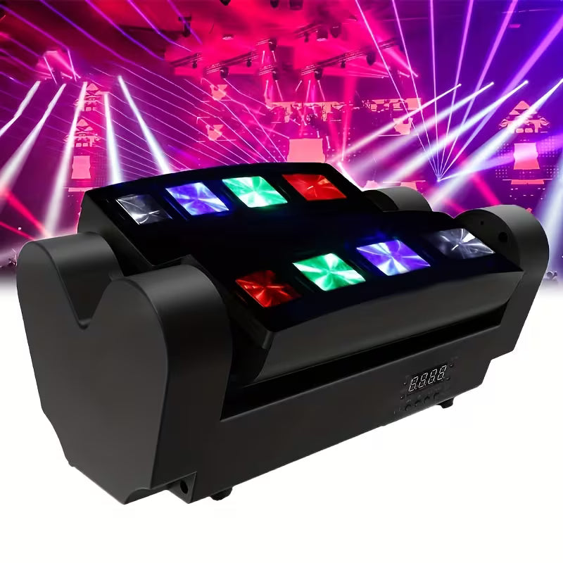 8-LED DJ Disco Stage Light – RGB Sound-Activated Strobe & Spider Beam for Parties, Karaoke & Weddings