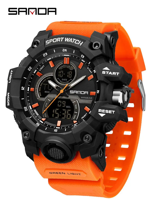 Men's Fashion Sportive Water Resistant Digital Watch - Casual Trendy Luminous Multifunctional Electronic Watch with Box