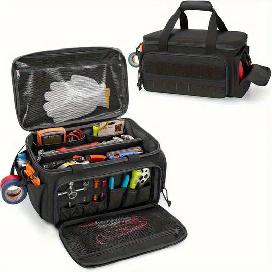 Durable 14-Inch Tool Kit for Electricians & Repair Technicians, Work Box with Multi-Compartment Storage Bag, Essential Tools Organizer, Portable Tool Bag, Tool Pouch