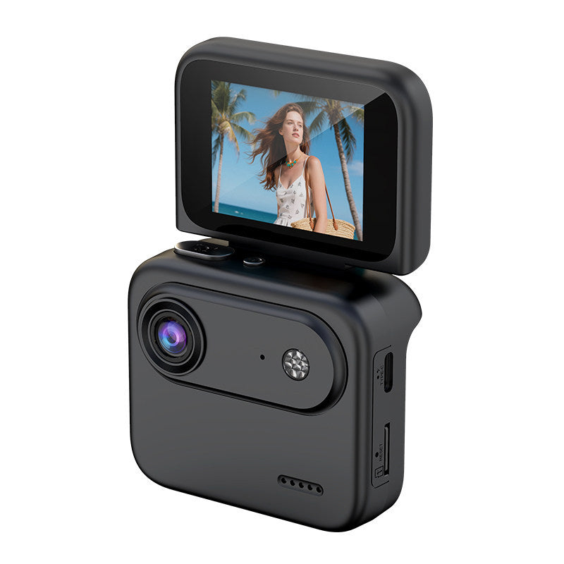 4K Flip Screen Thumb Action Camera – Anti-Shake, Wide-Angle, Lightweight, for Vlog & Travel, Includes 32GB Memory Card, USB Reader & Type-C Adapter