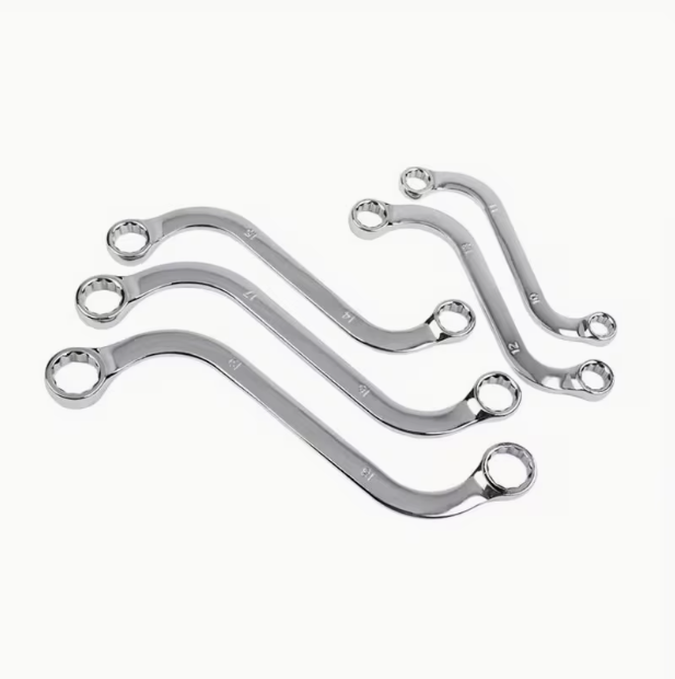 5-Piece S2S Double-Ended Allen Wrench Set – 140-240mm Combination Ring Spanner, Curved Steel Fastener Repair Tools, Washable
