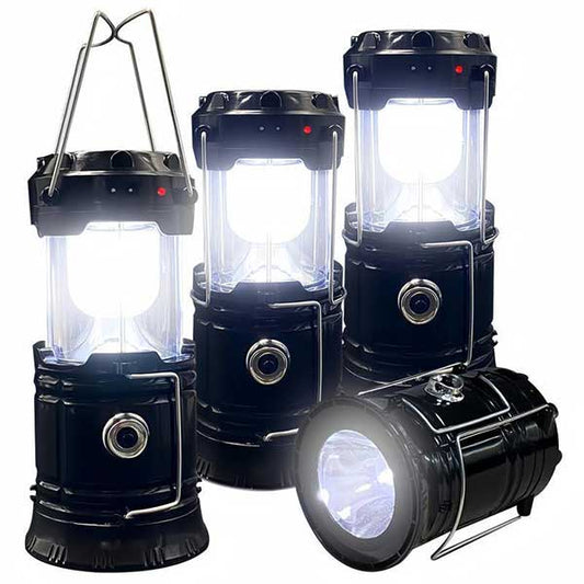 1-Pack Collapsible Portable LED Camping Lantern Lightweight Waterproof Solar USB Rechargeable LED Flashlight Survival Kits for Indoor Outdoor Home Emergency Light Power Outages Hiking