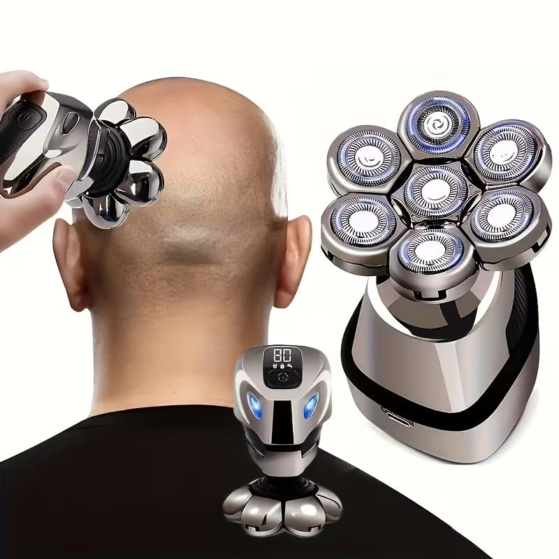 Men's 9-in-1 Grooming Kit – USB Rechargeable Head Shaver, Clipper, Nose Trimmer & Cleanser for a Clean, Confident Look