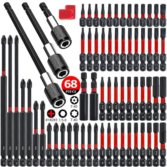 K7 Magnetic Anti-Slip Impact Screwdriver Bit Set, Replaceable Screwdriver Bits with CNC Machined S2 Steel PH2 Heads, Powerful Grip Magnetic Holder for Drills, High Hardness Cross Blade, Tool Accessories