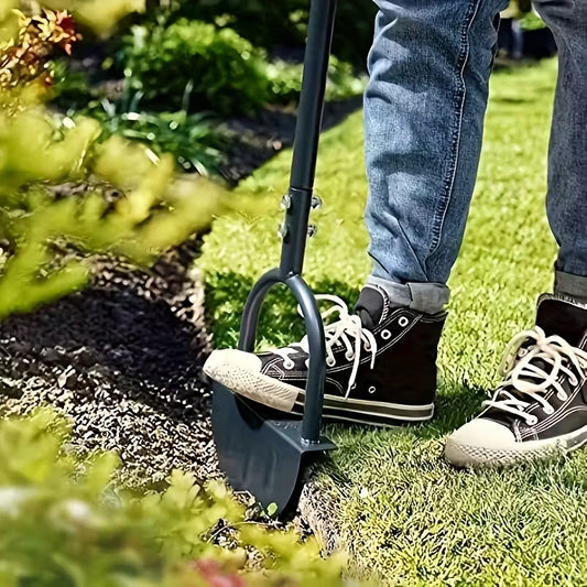 Manual Lawn Edging Shovel – Serrated Blade, Step-On Design for Clean Edges