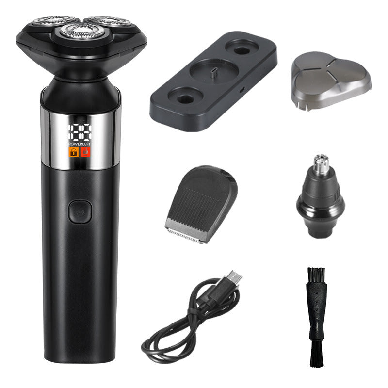3-in-1 Electric Shaver Set for Men - Nose Trimmer, Beard Trimmer with Smart Digital Display and Fully Washable Body