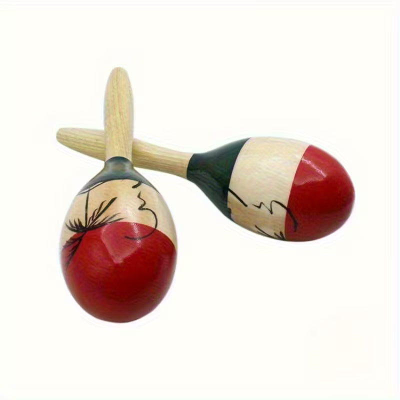 2Pcs Vibrant Maracas – Hand-Painted Tropical Palm Design, Perfect for Festive Celebrations & Parties