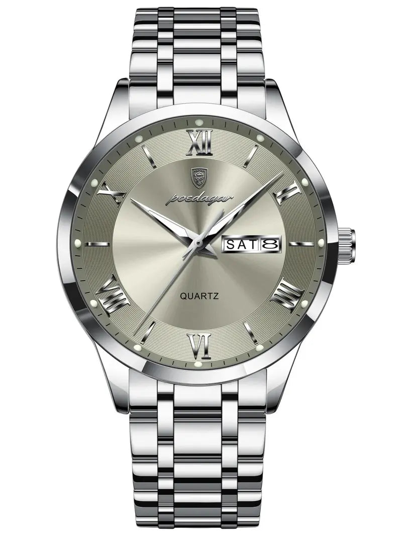 Men's Round Dial Analog Quartz Watch – Business & Party Style, Trendy All-Match, Birthday Gift Idea