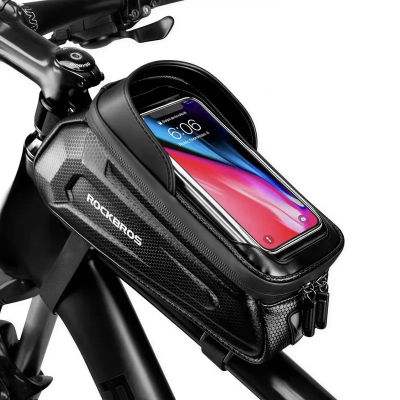 ROCKBROS Bike Bag E-Bike Phone Mount Bag - Water Resistant EVA Top Tube Frame Bag for Phones Under 6.8 Inches