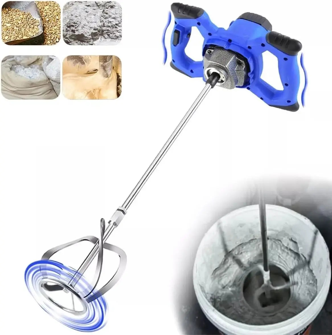 Electric Concrete Mixer Paddle Mixer - 6-Speed Heavy Duty Plaster Mortar Paint Mixer with Power Cable