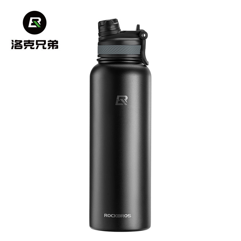 ROCKBROS 1.2L Insulated Water Bottle with Straw - Stainless Steel Sports Cup, Leak Proof with Handle, Keeps Warm and Cold for Hiking, Cycling, School and Gym