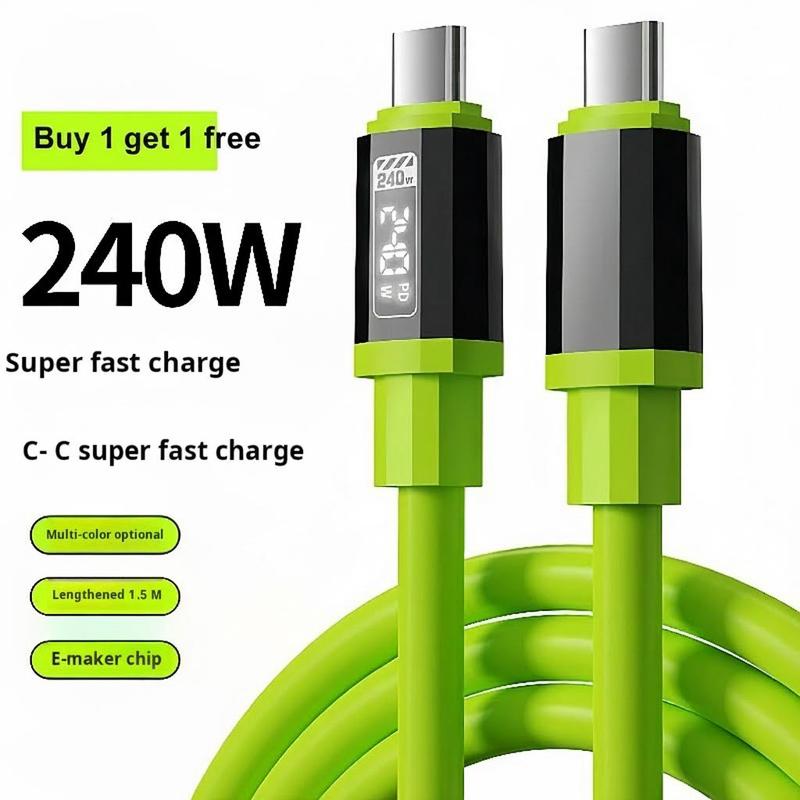 Buy 1 Get 1 Free 240W Fast Charging Cable, Mobile Data Cable, Smart Quick Charge, High-Power Fast Charging,Type-C