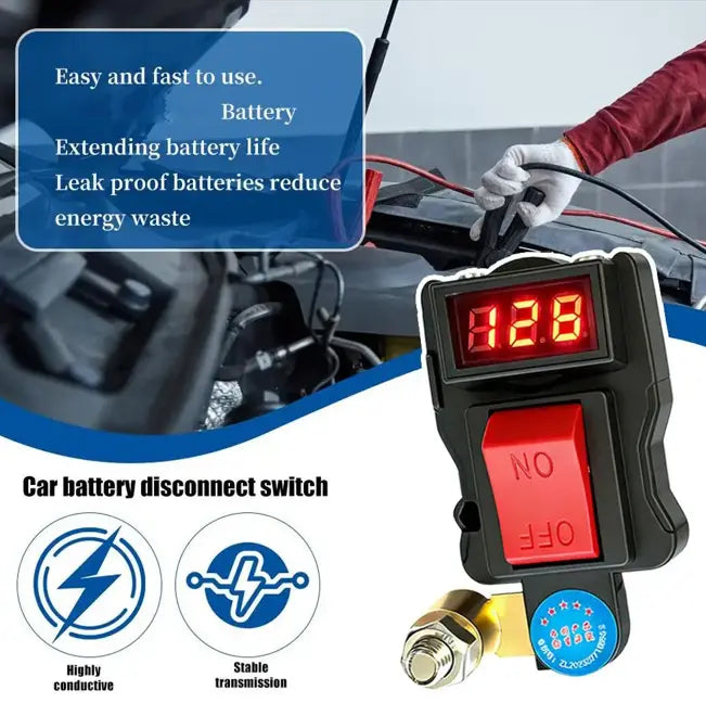 Reliable Battery Disconnect Switch with Power Level Indicator - Cut Off Device for Auto and Marine Battery Disconnect