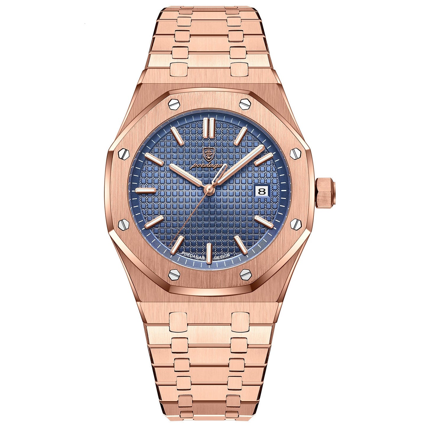 Men's Stainless Steel Quartz Watch – Waterproof, Luminous Dial with Date Display, Analog Design, Durable for Daily Wear
