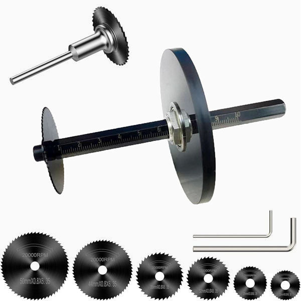 Inside PVC Pipe Cutter Set – Scale & Adjustable Depth Gauge, 6 Black Blades, 4" Hex Shank