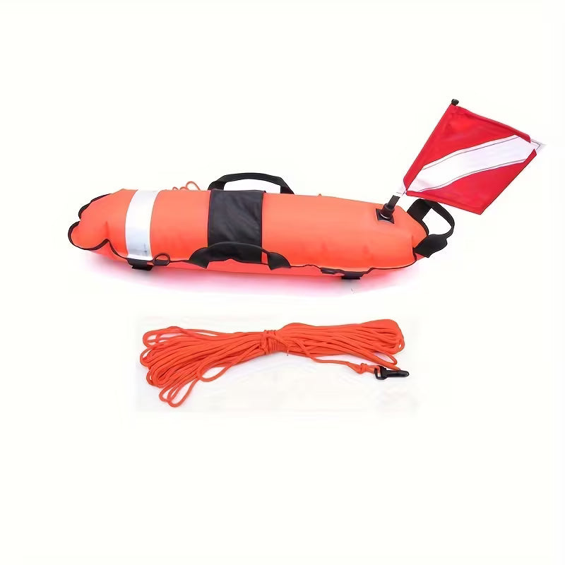 Inflatable Torpedo Buoy – Hi-Vis Dive Safety Float with Flag for Scuba, Freediving & Snorkeling