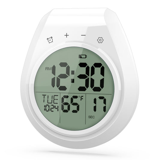 Digital Bathroom Clock with Large LCD Display – Shower Timer & Thermometer, Suction Cup Mount, 99-Minute Countdown, °C/°F, 12/24H, IP4, for Shower, Kitchen & Home Decor