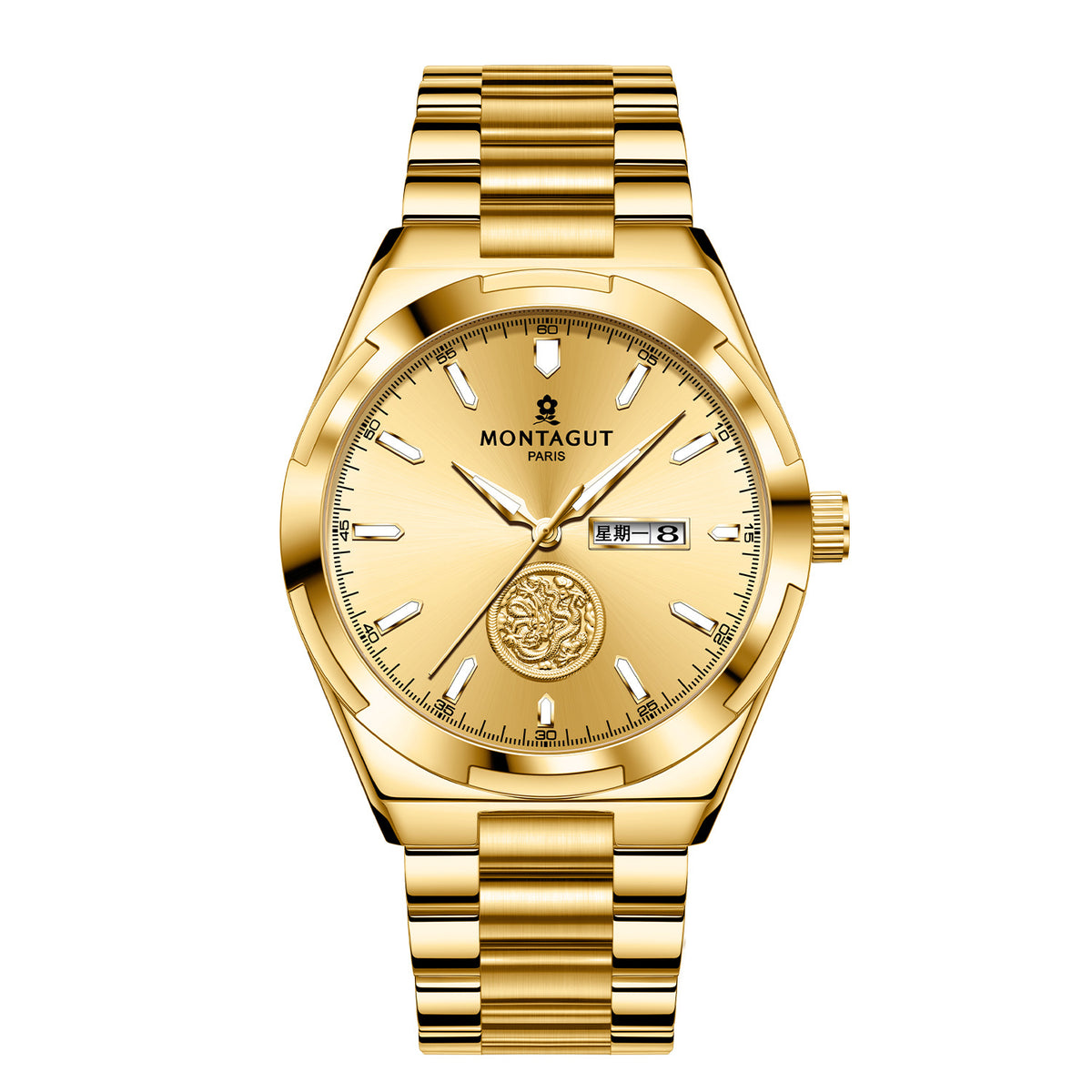 Classic Gold Mechanical Watch – Luminous Hands, Vintage Business Casual Design, High-End Timepiece