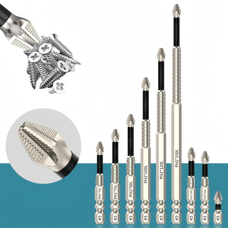 K5 Anti Slip Bit, K5 Impact Resistant Non Slip Bit, High Magnetic Screwdriver Drill Bit Set, Anti Slip PH2 Impact Driver Set, Non Slip Screwdriver Bits