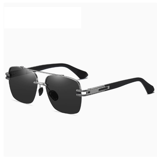 Trendy Polarized Sunglasses - Large Double-Bridge Metal Frame for Driving, Fishing and Sun Protection
