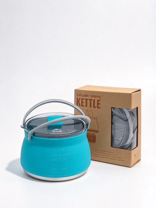 33Oz Collapsible Silicone Kettle – Food-Grade, Ultra-Light & Portable for Camping & Travel