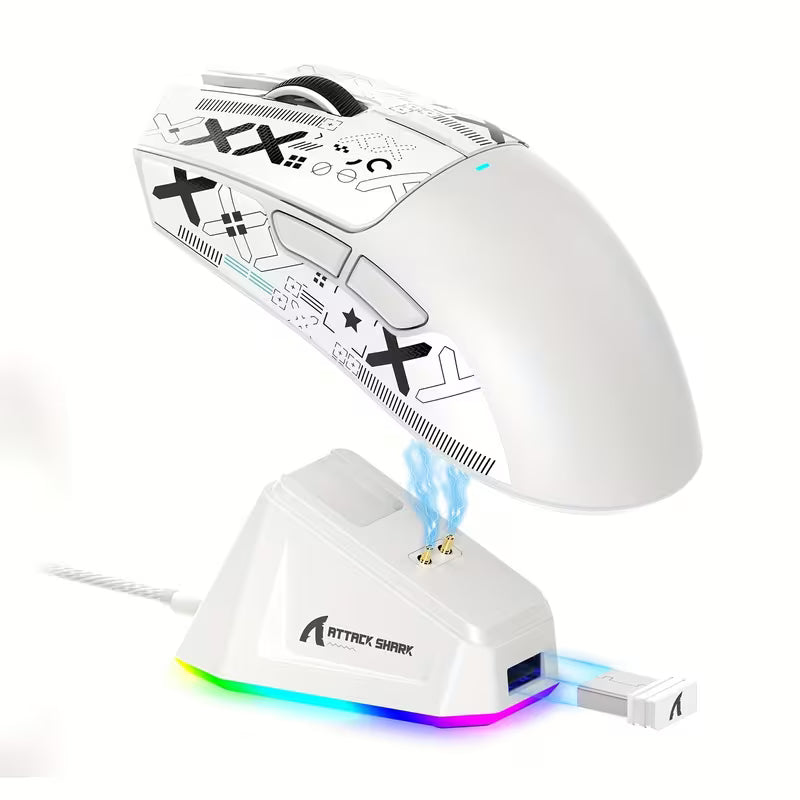 ATTACK SHARK X11 Wireless Gaming Mouse – Tri-Mode, RGB Charging Dock, PAW3311 Sensor, 5 Programmable Buttons