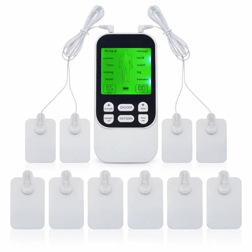 Muscle Massage Unit – 10 Modes, Dual Channel, 30 Intensity Levels, Compact Rechargeable Body Massager with 10 Pads – Great Gifts for Him