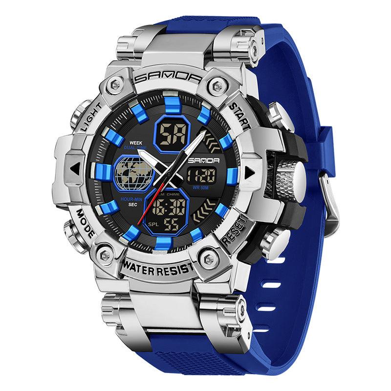 Men's Dual Display Watch – Outdoor Sports & Business Style, Night Alarm, Weekly Calendar