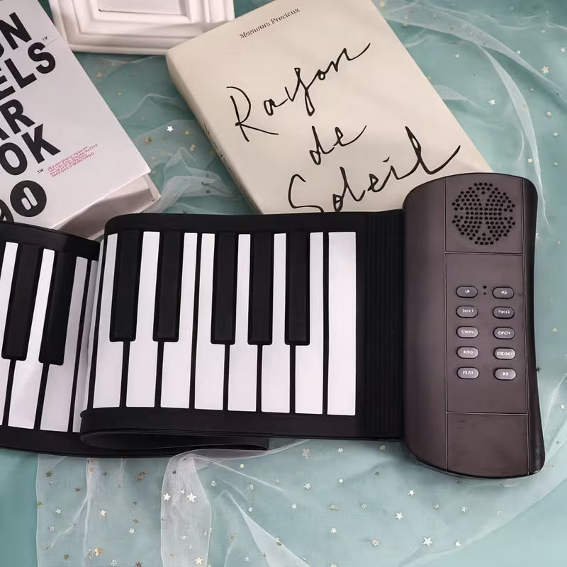 61-Key Hand-Rolled Piano – Beginner Electric Piano, USB Powered, Portable with Silicone Keys
