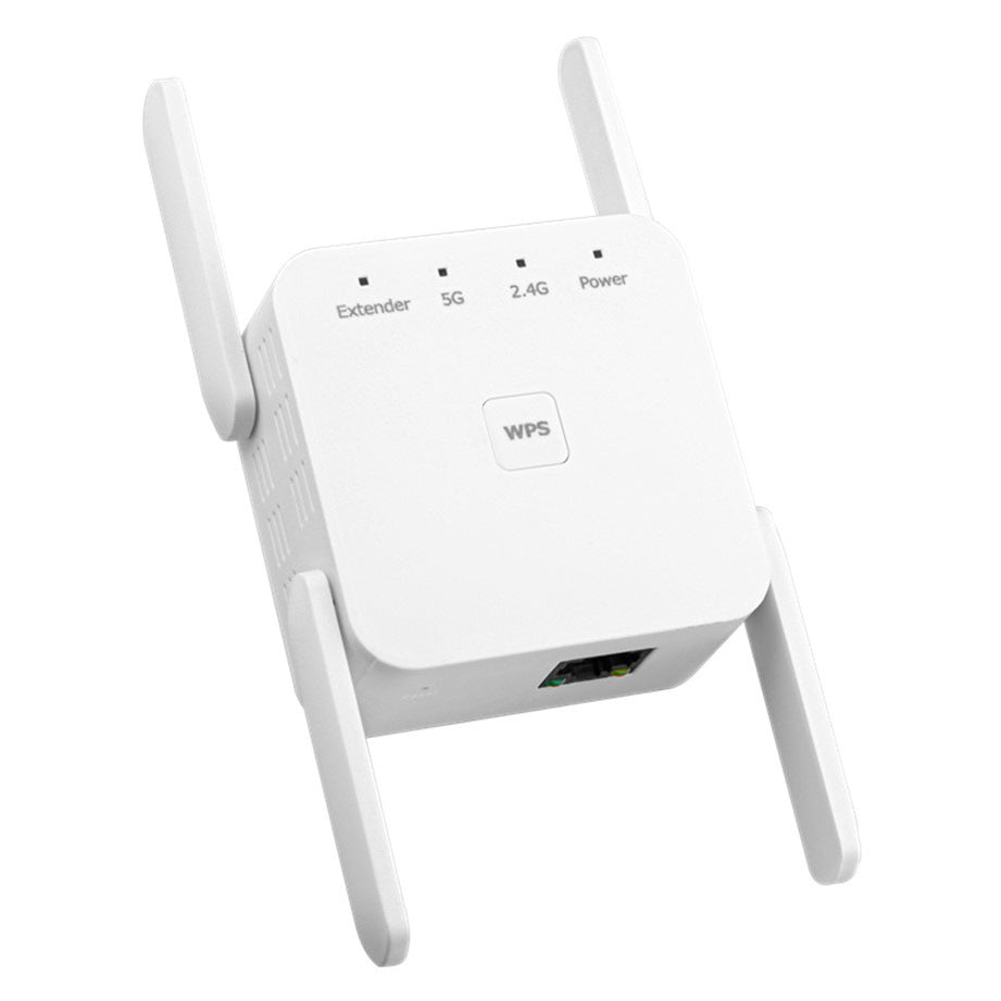 1200M WiFi Extender 4-Antenna Dual Band AC1200 Repeater - Supports 2.4G and 5G, Plug and Play for Home and Office