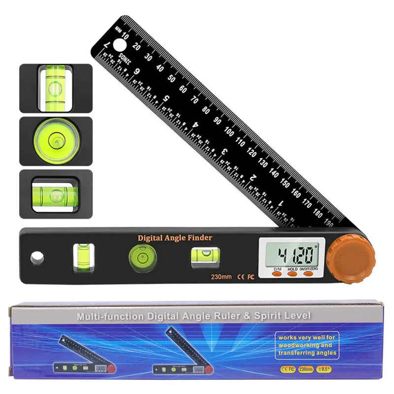 2-in-1 Angle Finder Ruler - 7 Inch/200mm Angle Measuring Tool for Woodworking, Carpentry, Construction and DIY