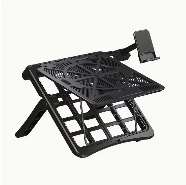 Adjustable Laptop Stand for 17.3-Inch Laptops – Portable Desktop Riser with Dedicated Phone Holder