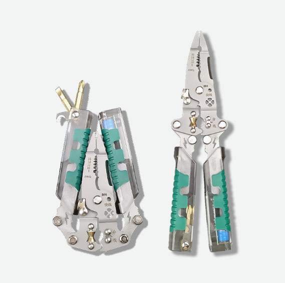 16 in 1 Professional Multi - Function Pliers with Flathead & Phillips Screwdrivers, Wire Stripper, Crimper, Hex Key Wrench, Bolt Cutter, Voltage Tester, Cable Cutter, Wire Spooler, Puncture Knife, Precision Wire Cutter, Hex Socket, Insulated Grip
