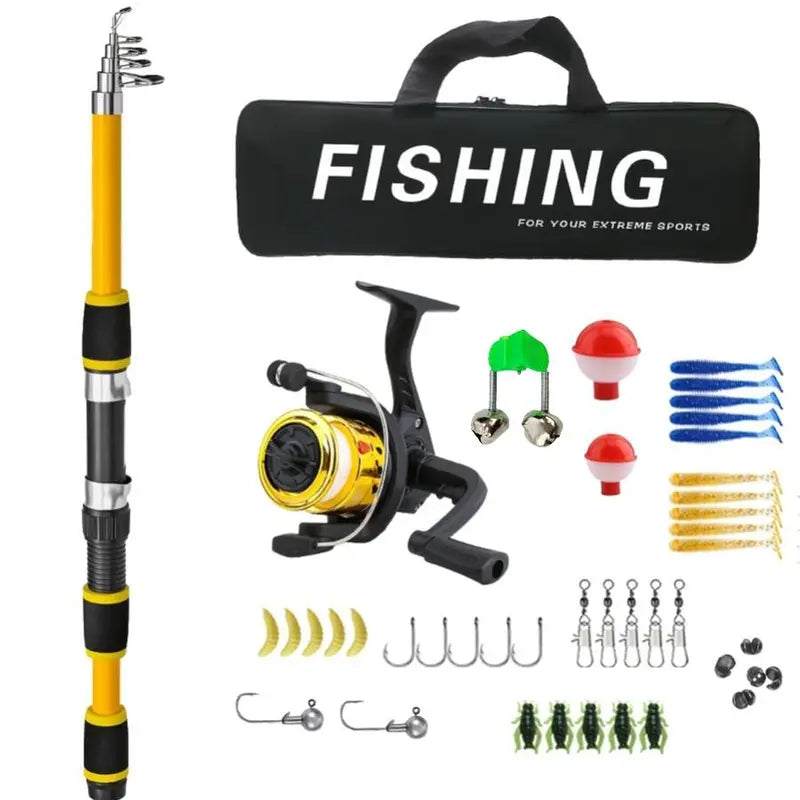 Fishing Rod & Reel Set – 1.8m Telescopic Fishing Rod & Reel Combo with Carrier Bag – Fishing Gear, Outdoor Fishing Accessories, Fishing Tackle Kit, Fishing Equipment & Supplies