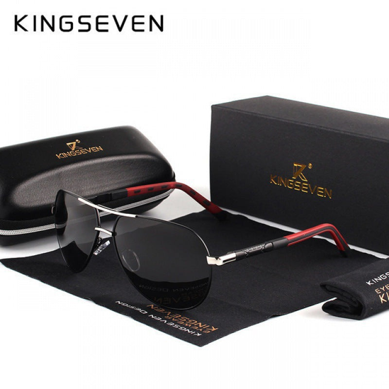 KINGSEVEN New Men's Polarized Sunglasses - Aluminum-Magnesium Frame with UV400 Protection for Driving