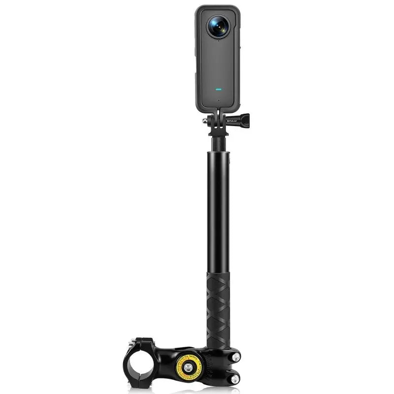 Motorcycle Handlebar Mount with Selfie Stick – Adjustable Bicycle Stem Clamp, Camera Bracket Adapter, Universal Holder for Cycling & Motorcycle Accessories