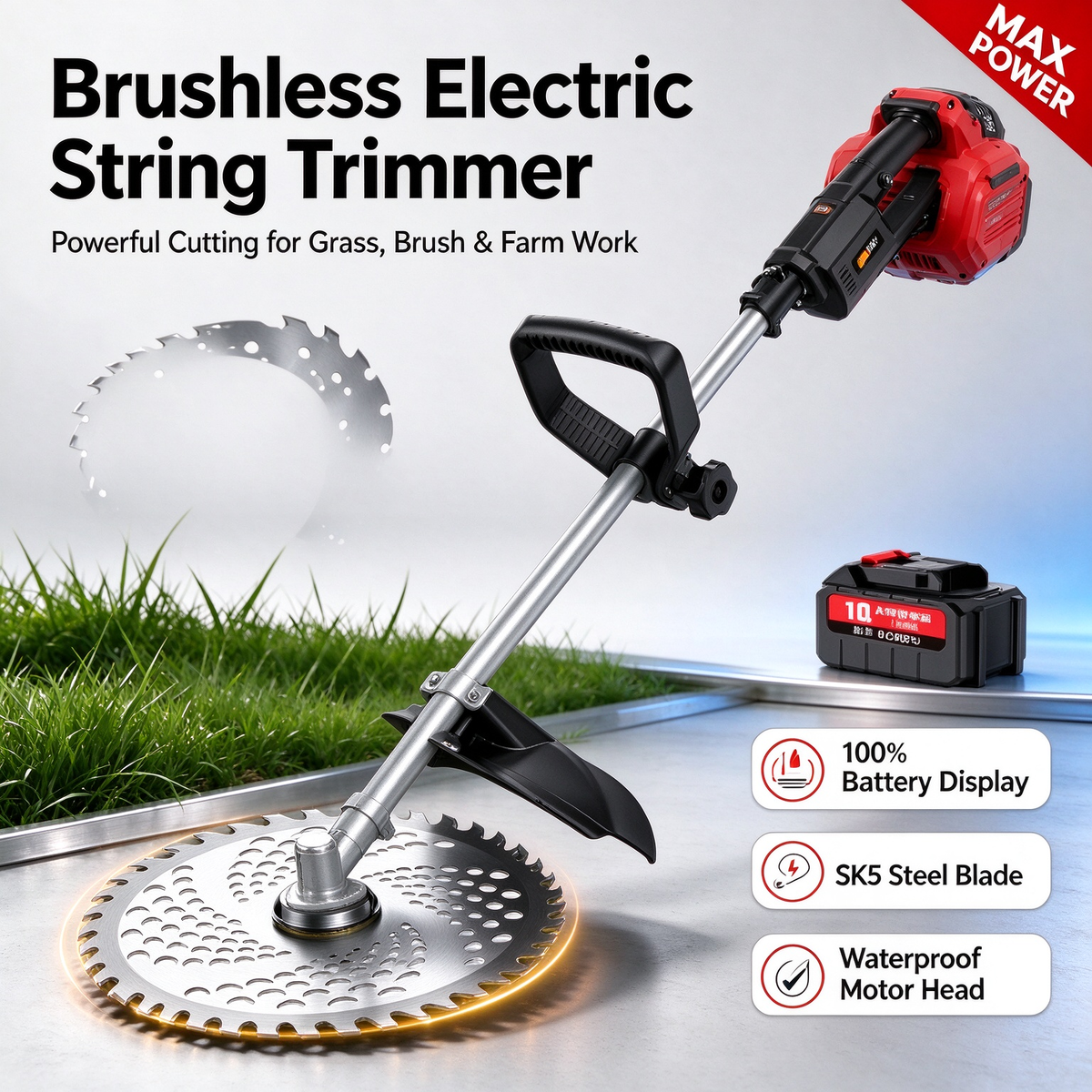 Rear-Mounted Lawn Mower - Small Household Grass Trimmer, High-Power Rechargeable Weed Eater, Lithium Battery Lawn Trimmer Must-Have Tool