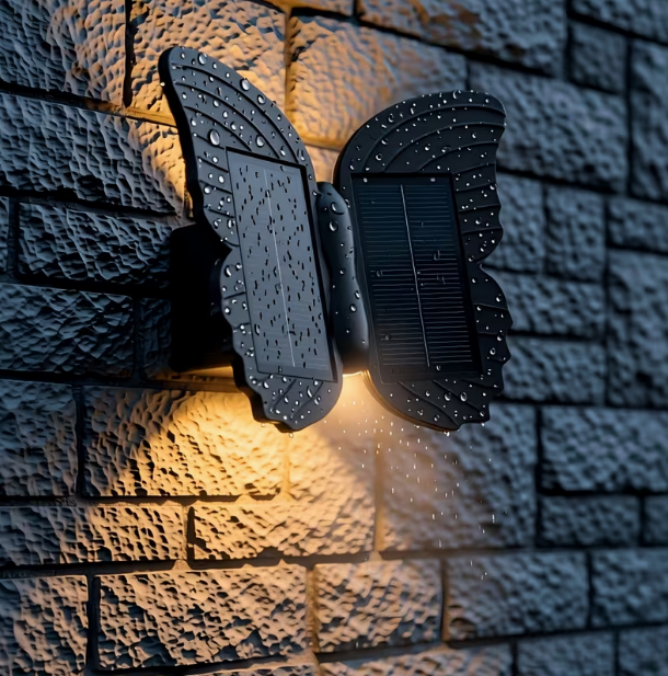 1-Piece Butterfly Solar Wall Light – Outdoor Decorative LED Accent Light with White & Warm Light, Automatic Dusk-to-Dawn Lighting, Butterfly-Shaped Garden Wall Decor for Entryway, Porch, Patio & Fence