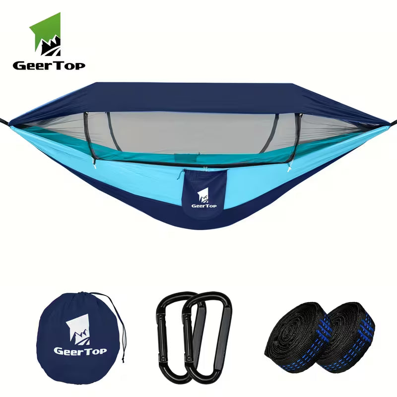 GEERTOP 3-in-1 Camping Hammock – with Mosquito Net & Sun Shelter, Double for Backpacking & Travel