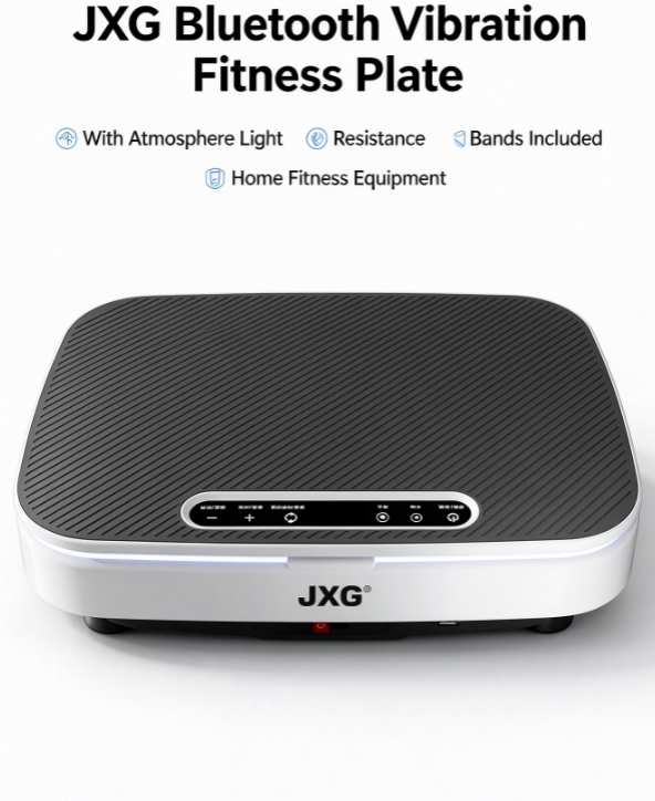 Bluetooth Vibration Plate – RGB Light, Resistance Bands, Whole Body Shaker for Weight Loss & Toning