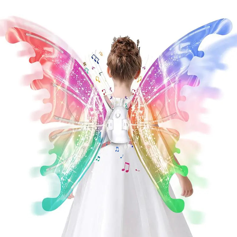 LED Light Up Butterfly Wings - Battery Powered Colorful Glowing Wings for Party, Festival and Holiday Props (Batteries Not Included)