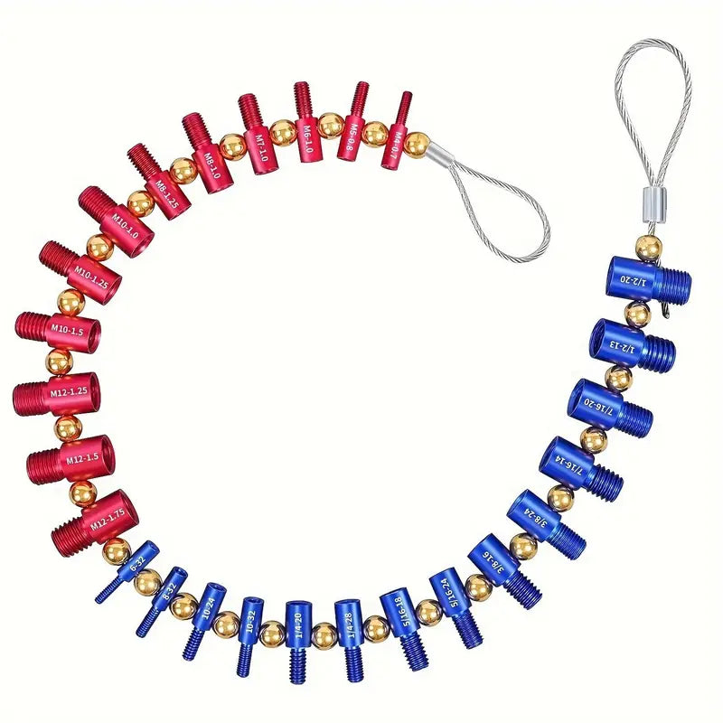 Detachable Nut & Bolt Size Gauge – 26 Male & Female Gauges, Thread Measuring Tool for Bolts & Holes in Enclosed Areas