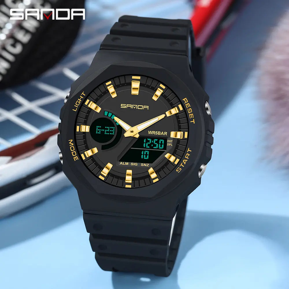 SANDA Casual Unisex Sports Digital Quartz Watch - Water Resistant, Fashion Luxury Wristwatch