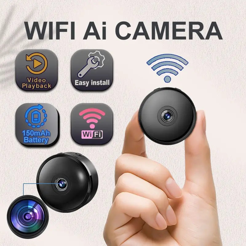 Smart Mini Wireless Security Camera – AI Motion Detection, 4x Zoom, 2.4G WiFi, Wide Angle, Alexa Compatible for Home Safety
