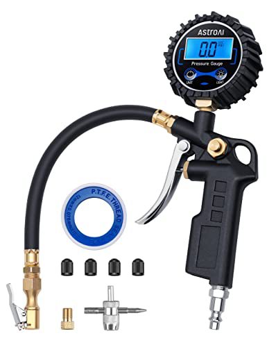 Digital Tire Pressure Gauge with Inflator 250 PSI - Air Chuck and Compressor Accessories, Durable Brass Components for Accurate Measurement